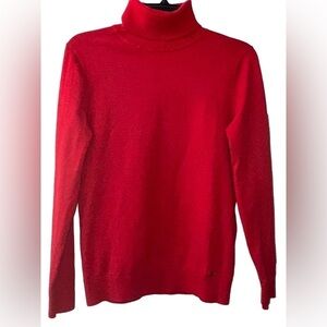 Tommy Hilfiger Red Turtleneck Sweater w/ Gold Buttons on Sleeve Size M